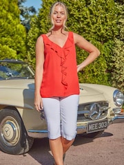 Roman White Knee Length Stretch Shorts - Image 1 of 4