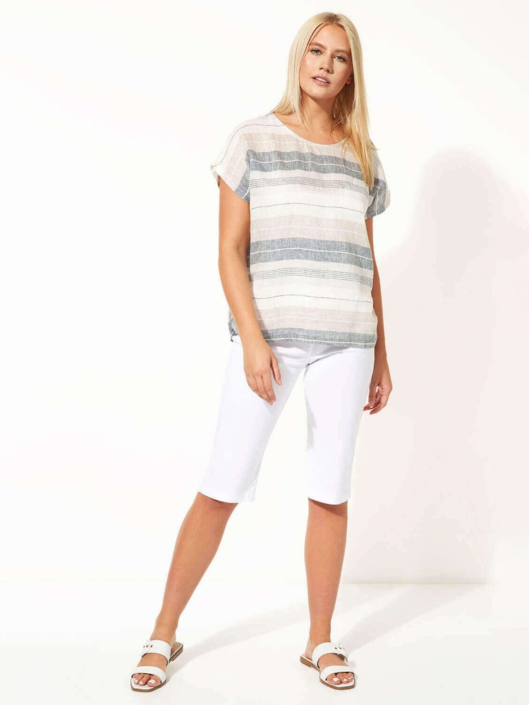 Roman White Knee Length Stretch Shorts - Image 5 of 5 Roman White Knee Length Stretch Shorts - Image 5 of 5