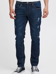Blend Blue Dark Jet Fit Distressed Mid Stretch Denim Jeans - Image 1 of 5