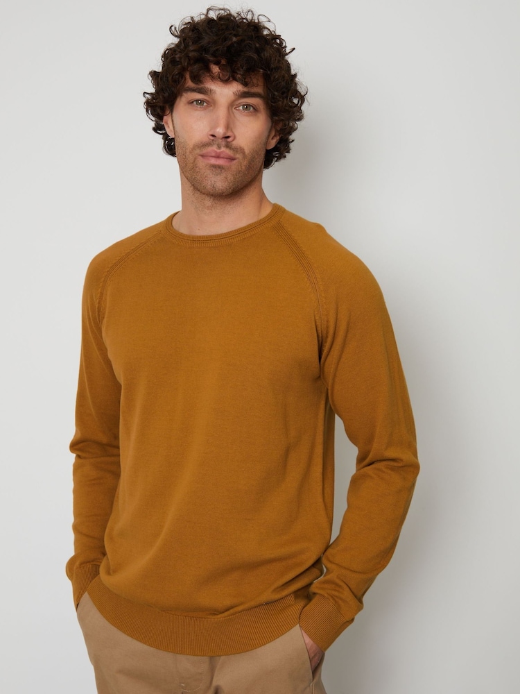 Threadbare Brown 100% Cotton Lightweight Crew Neck Knitted Jumper - Image 1 of 4