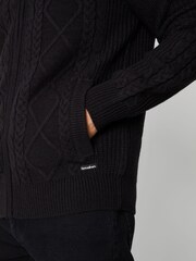 Threadbare Black Zip Through Cable Knit Cardigan - Image 4 of 4