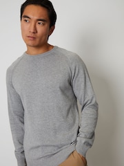 Threadbare Grey 100% Cotton Lightweight Crew Neck Knitted Jumper - Image 1 of 4