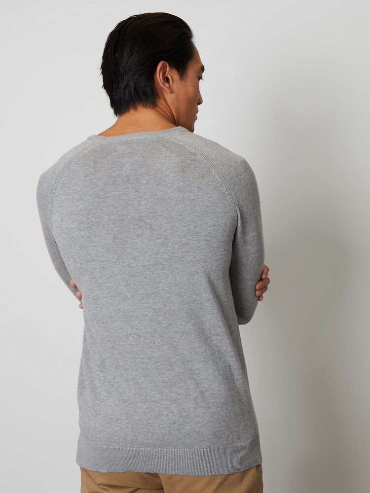 Threadbare Grey 100% Cotton Lightweight Crew Neck Knitted Jumper - Image 2 of 4