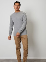 Threadbare Grey 100% Cotton Lightweight Crew Neck Knitted Jumper - Image 3 of 4