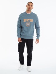 Threadbare Blue Boston Graphic Crew Neck Sweatshirt - Image 3 of 4