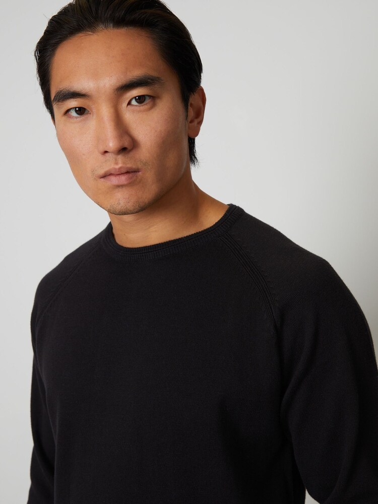 Threadbare Black 100% Cotton Lightweight Crew Neck Knitted Jumper - Image 4 of 4