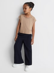 Reiss Camel Terry 13-14 yrs Cotton Crew Neck Crop Top - Image 1 of 6