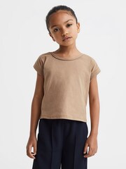 Reiss Camel Terry 13-14 yrs Cotton Crew Neck Crop Top - Image 3 of 6