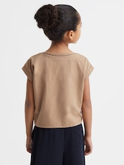 Reiss Camel Terry 13-14 yrs Cotton Crew Neck Crop Top - Image 5 of 6