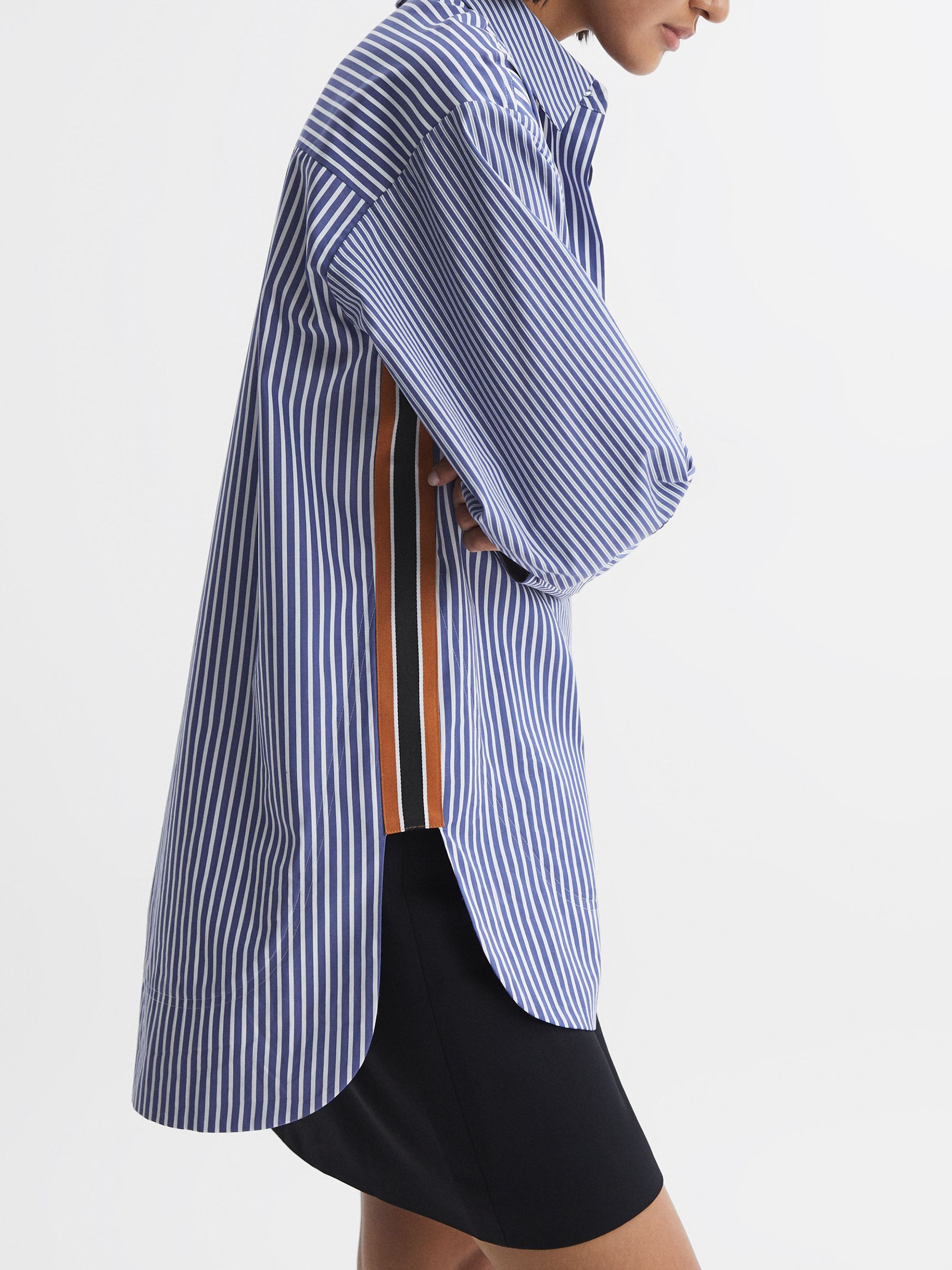 Buy Reiss Blue/White Danica Oversized Cotton Side Stripe