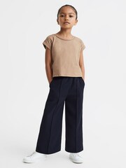 Reiss Camel Terry 4-9 yrs Cotton Crew Neck Crop Top - Image 1 of 6