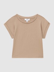 Reiss Camel Terry 4-9 yrs Cotton Crew Neck Crop Top - Image 2 of 6