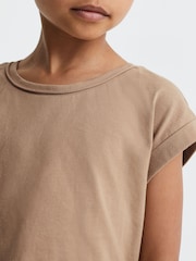 Reiss Camel Terry 4-9 yrs Cotton Crew Neck Crop Top - Image 4 of 6
