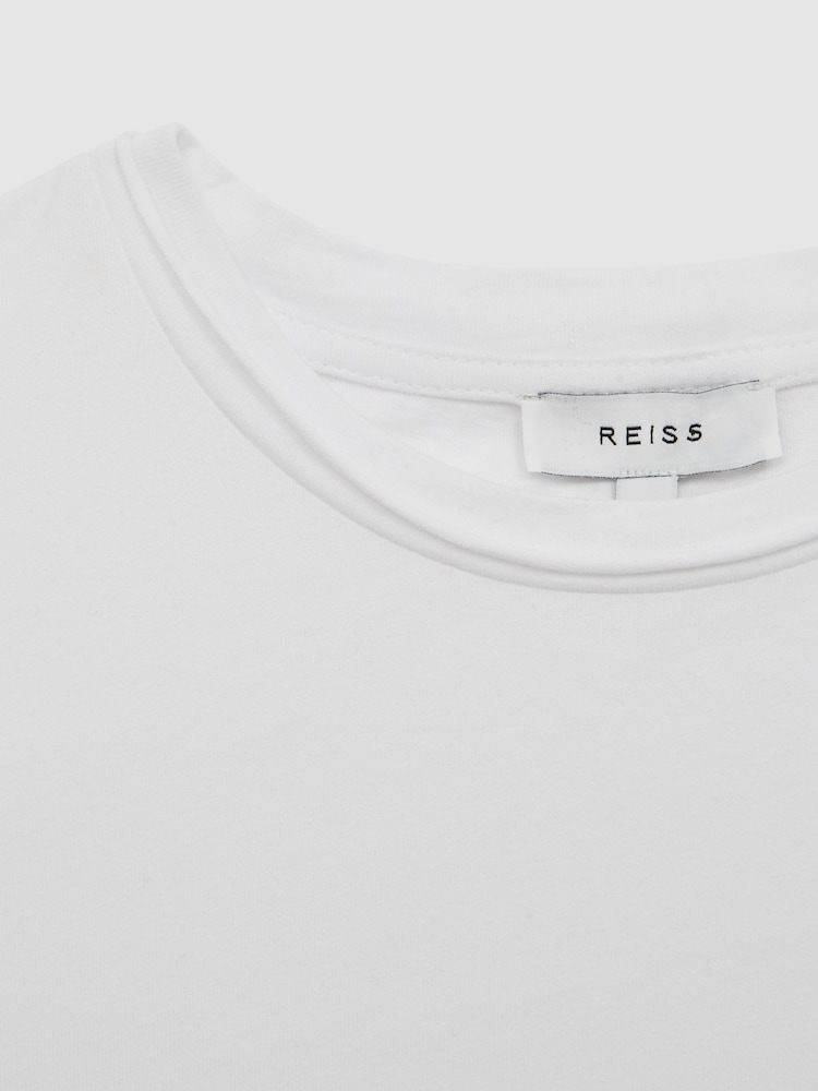 Reiss White Terry 4-9 yrs Cotton Crew Neck Crop Top - Image 6 of 6