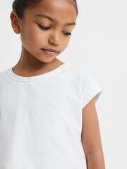 Reiss White Terry 9-13 yrs Cotton Crew Neck Crop Top - Image 4 of 6