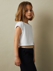 Reiss White Terry 13-14 yrs Cotton Crew Neck Crop Top - Image 3 of 6