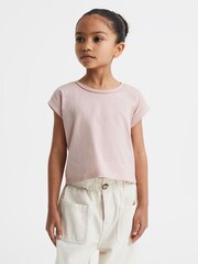 Reiss Pale Pink Terry 13-14 yrs Cotton Crew Neck Crop Top - Image 1 of 6