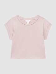 Reiss Pale Pink Terry 13-14 yrs Cotton Crew Neck Crop Top - Image 2 of 6