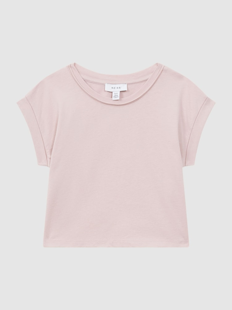 Reiss Pale Pink Terry 13-14 yrs Cotton Crew Neck Crop Top - Image 2 of 6