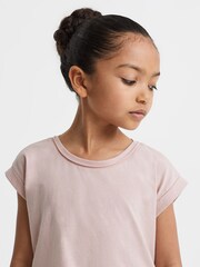 Reiss Pale Pink Terry 13-14 yrs Cotton Crew Neck Crop Top - Image 4 of 6