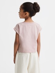 Reiss Pale Pink Terry 13-14 yrs Cotton Crew Neck Crop Top - Image 5 of 6