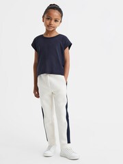 Reiss Navy Terry 4-9 yrs Cotton Crew Neck Crop Top - Image 1 of 6