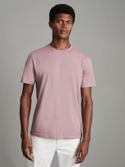 Reiss Dusty Rose Bless Cotton Crew Neck T-Shirt - Image 1 of 6