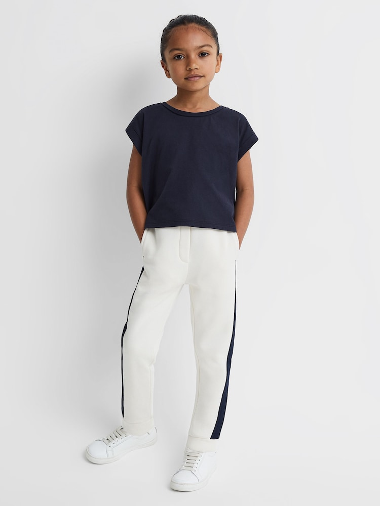 Reiss Navy Terry 13-14 yrs Cotton Crew Neck Crop Top - Image 1 of 6