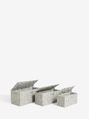 Grey Plastic Wicker Set of 3 Storage Basket - Image 5 of 6