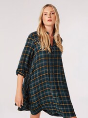 Apricot Green Woven Check Shirt Dress - Image 1 of 4