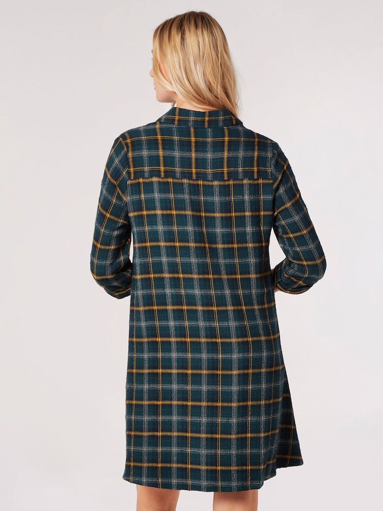 Apricot Green Woven Check Shirt Dress - Image 2 of 4
