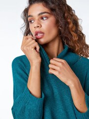 Roman Blue Roll Neck Knitted Midi Jumper Dress - Image 4 of 5