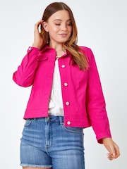 Roman Pink Stretch Denim Jacket - Image 1 of 5