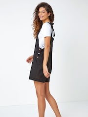 Roman Black Shoulder Tie Detail Cotton/Linen Blend Playsuit - Image 3 of 5