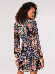 Apricot Green Floral Patchwork Chiffon Dress - Image 2 of 4