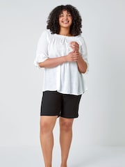 Roman White Curve Lace Trim Bardot Top - Image 3 of 5