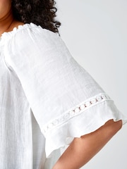 Roman White Curve Lace Trim Bardot Top - Image 5 of 5