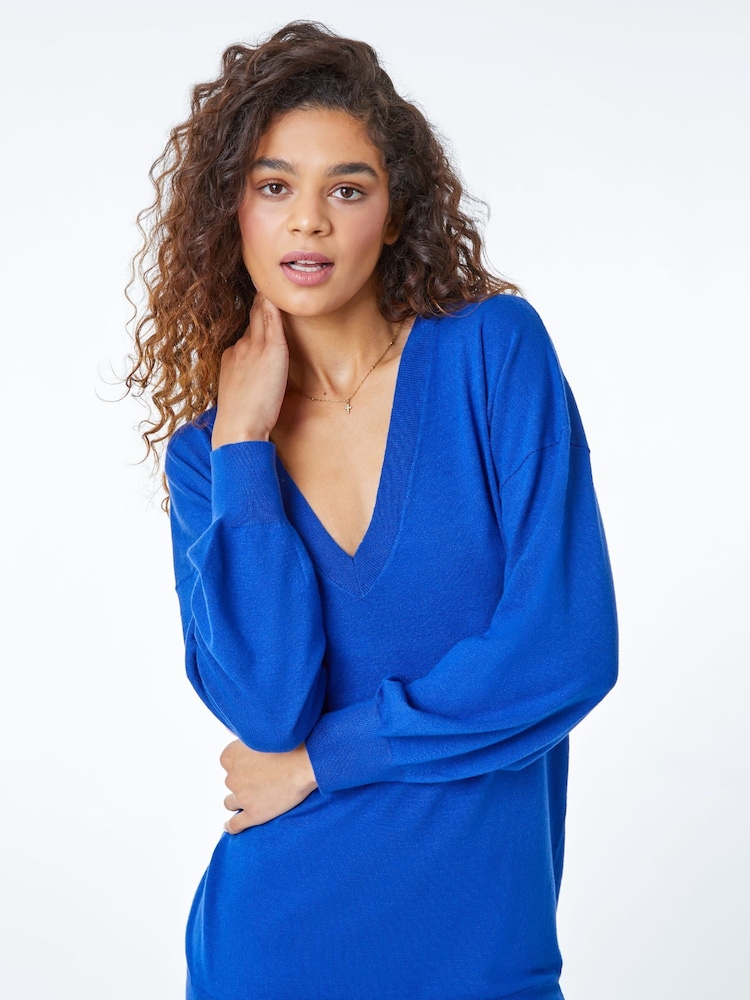 Roman Dark Blue V-Neck Long Sleeve Jumper - Image 1 of 6