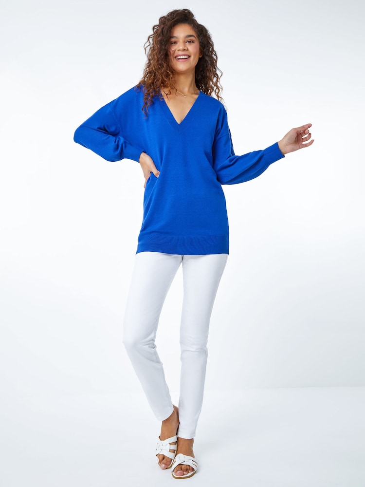 Roman Dark Blue V-Neck Long Sleeve Jumper - Image 4 of 6