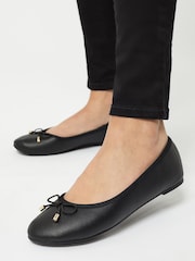 Lipsy Black PU Flat Bow Ballet Pump - Image 2 of 4