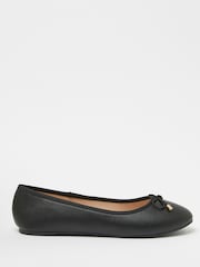 Lipsy Black PU Flat Bow Ballet Pump - Image 3 of 4