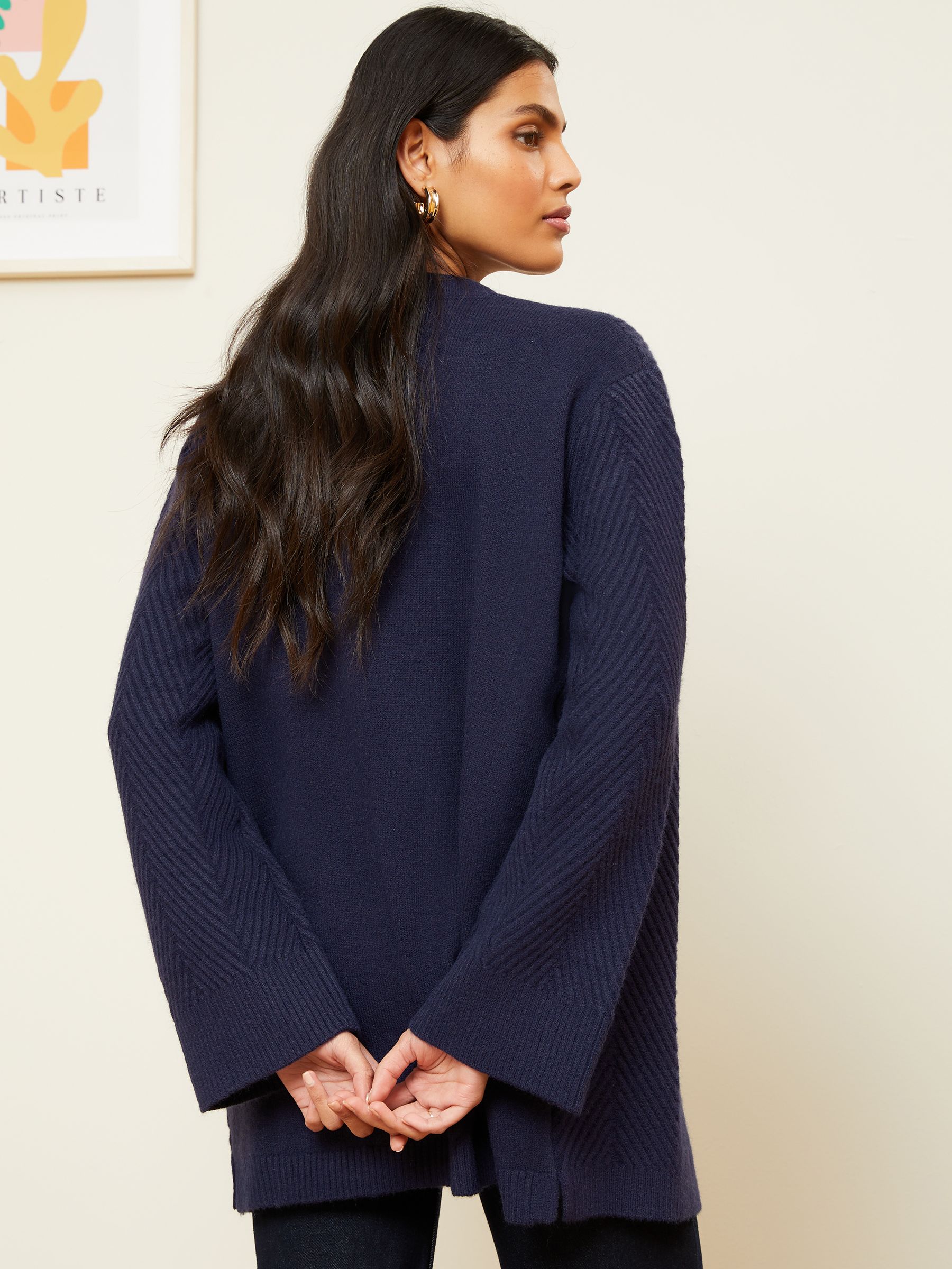 Navy blue coatigan top
