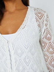 Roman White Knitted Crochet Shimmer Shrug - Image 5 of 5