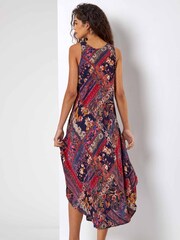 Roman Black Patchwork Print Curved Hem Dress - Image 2 of 5