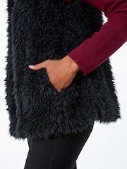 Roman Black Faux Fur Fluffy Gilet - Image 5 of 5