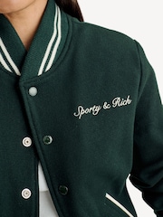 Sporty & Rich Green Syracuse Wool Varsity Jacket - Image 4 of 14