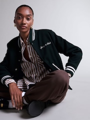 Sporty & Rich Green Syracuse Wool Varsity Jacket - Image 8 of 14
