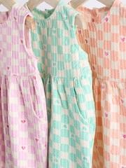 Multi Pastel Checkerboard Baby Vest 100% Cotton Rompers 3 Pack - Image 10 of 13