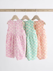 Multi Pastel Checkerboard Baby Vest 100% Cotton Rompers 3 Pack - Image 4 of 13