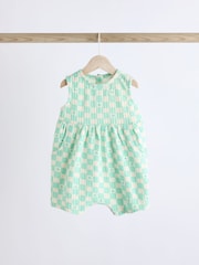 Multi Pastel Checkerboard Baby Vest 100% Cotton Rompers 3 Pack - Image 6 of 13